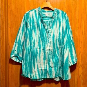 Relativity cotton tie dye blouse 3X EUC